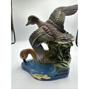 Ducks Unlimited Jim Beam Decanter 1981 Empty Green‎ Winged & Teal Base